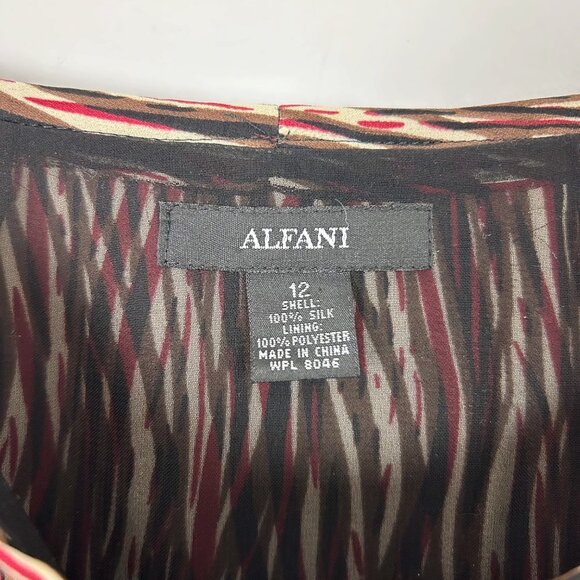 Y2K Alfani Silk Lettuce Hem Skirt Fall Abstract Pattern Size 12 Women's - Picture 5 of 5